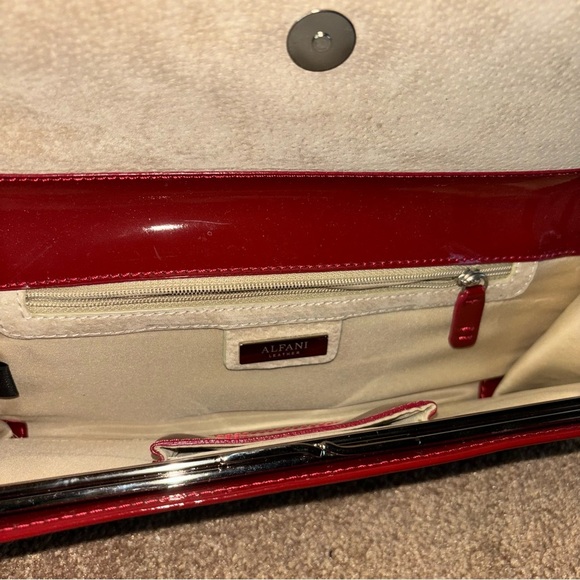 Alfani Burgundy Patent Leather Evening Clutch Purse - Picture 3 of 7